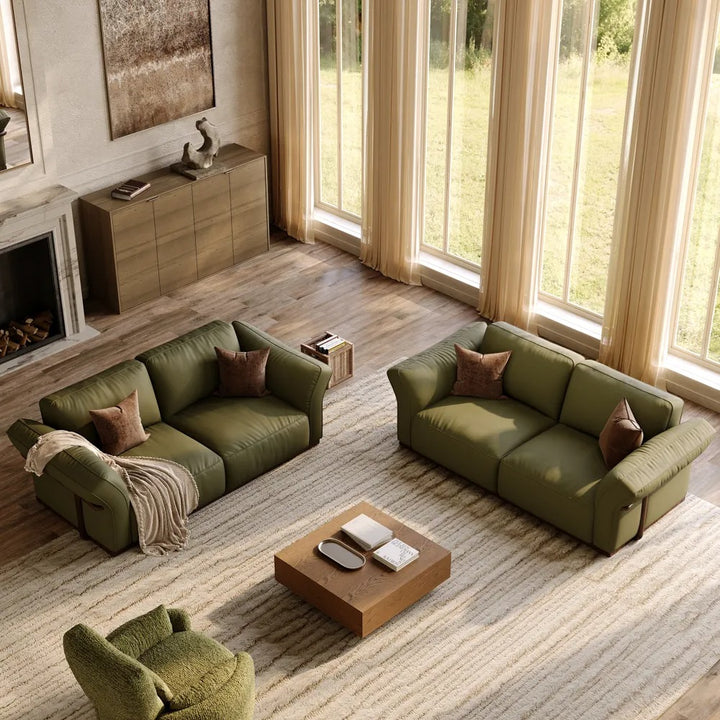 Yegor 2+2 Seater Brown Leatherette  Sofa Set with Solid Wood Frame & Comfortable Seating