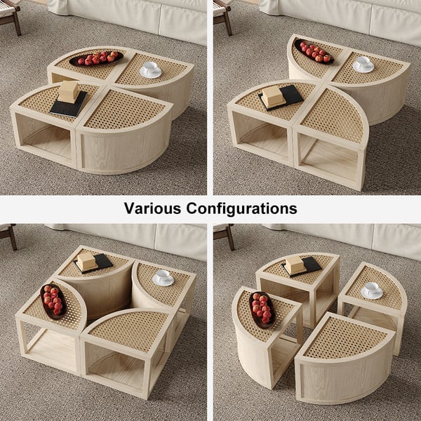 Arsh Cane And Solid Wood Coffee Table