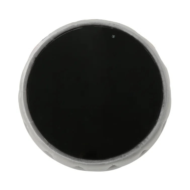 Aisha Chesterfield Round Fabric Coffee Table with Glass Top for Living Room