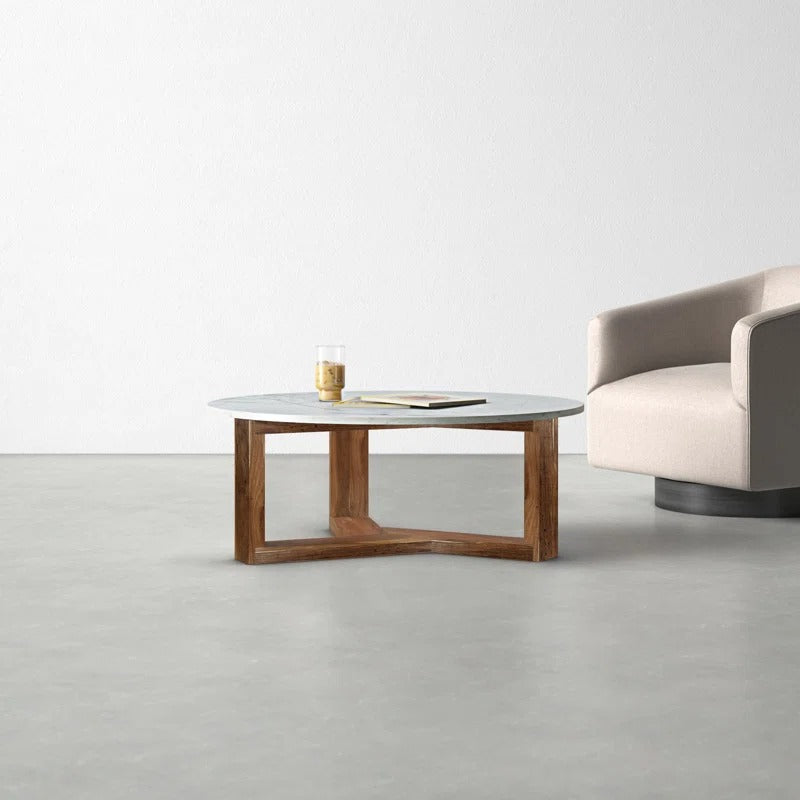 Lavanya Solid Wood and Marble Top Coffee Table for Living Room