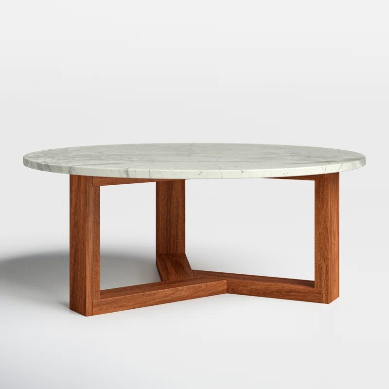 Lavanya Solid Wood and Marble Top Coffee Table for Living Room