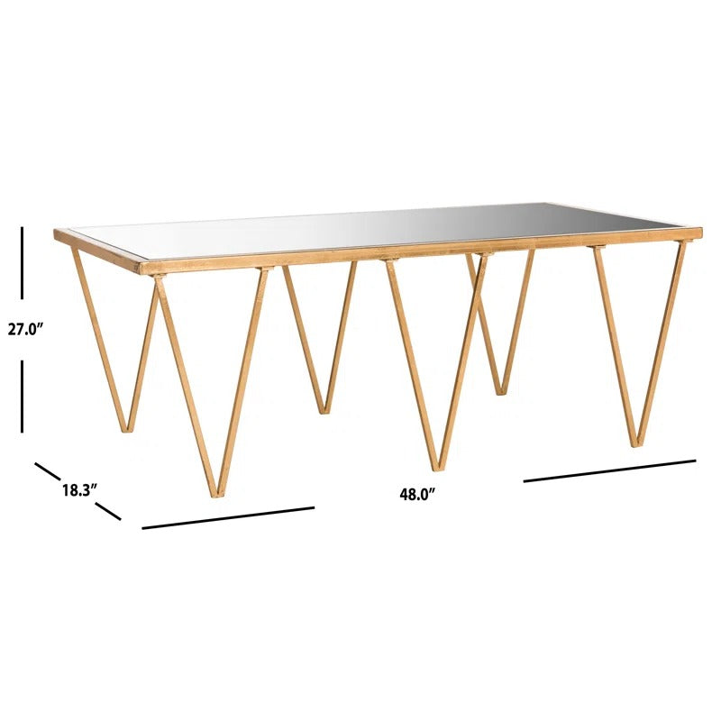 Bhavika Stainless Steel Coffee Table with Glass Top for Living Room
