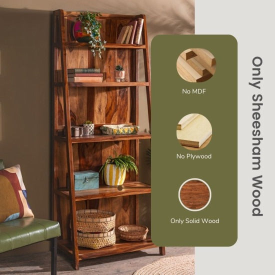 Aniket Ladder Bookshelf Large (Standard Honey Finish)