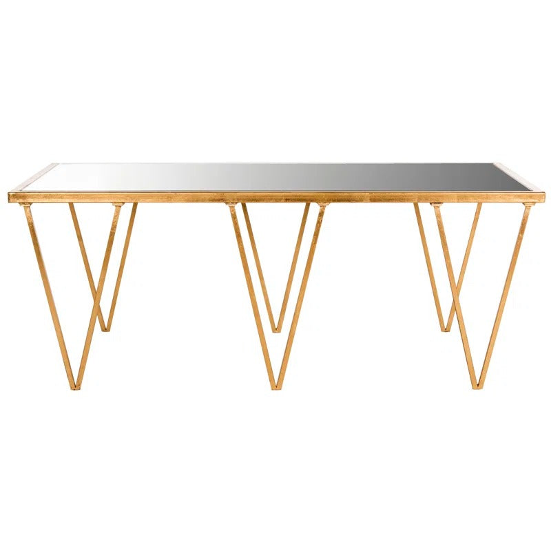 Bhavika Stainless Steel Coffee Table with Glass Top for Living Room