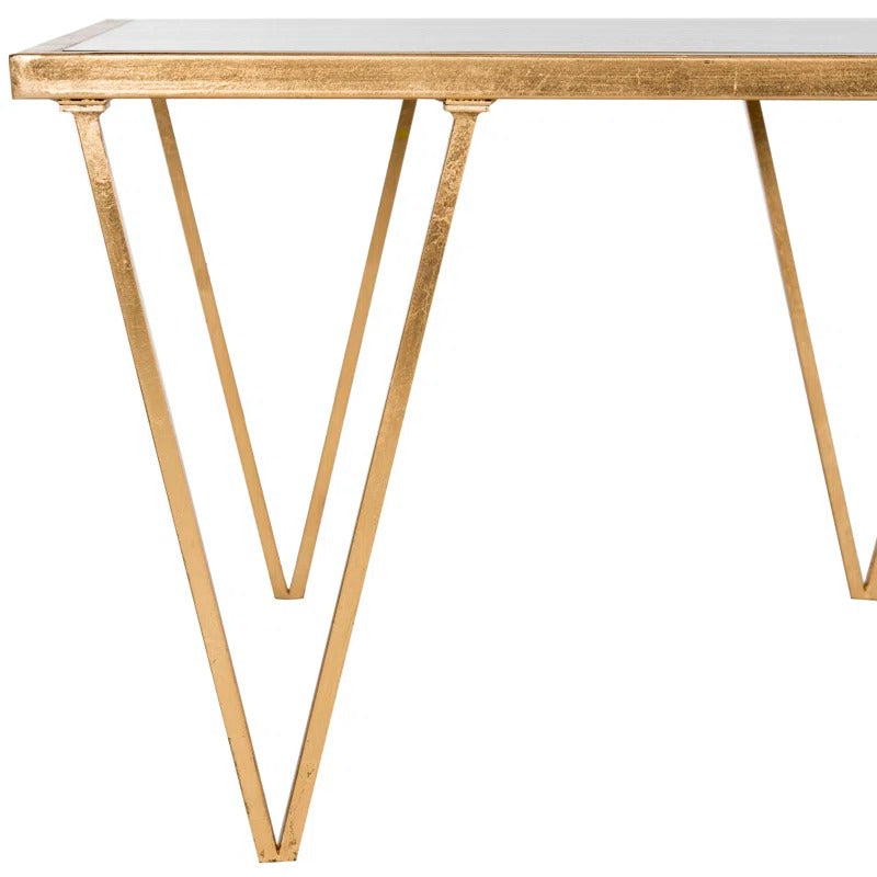 Bhavika Stainless Steel Coffee Table with Glass Top for Living Room