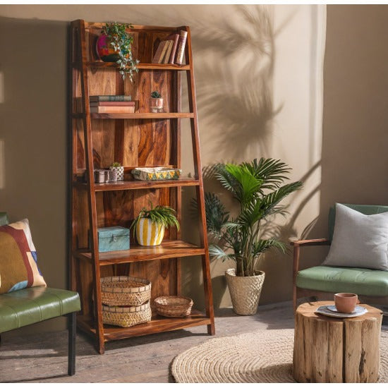 Aniket Ladder Bookshelf Large (Standard Honey Finish)