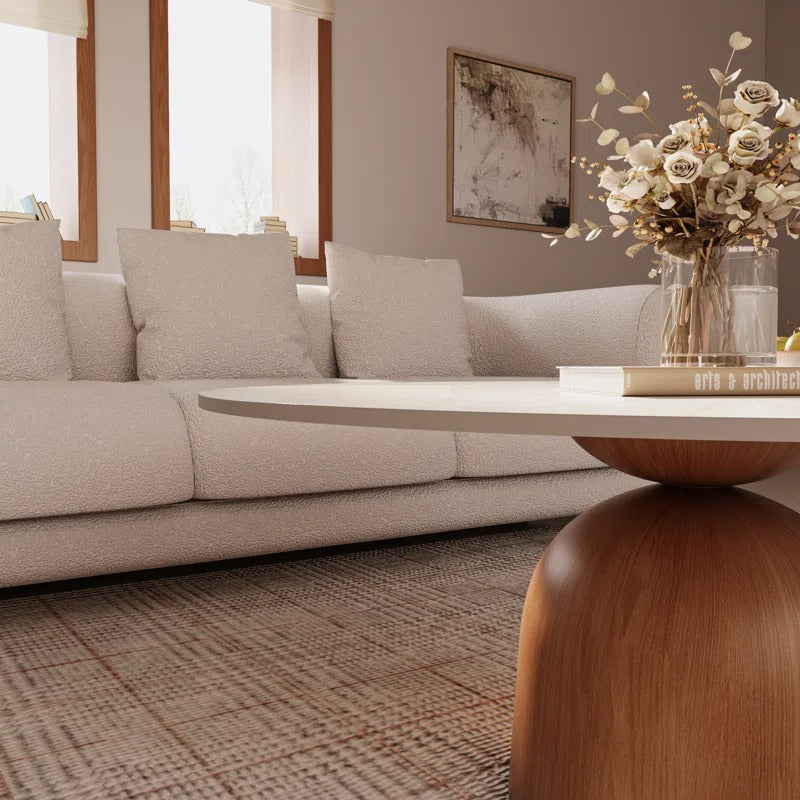 Ishika Solid Wood Coffee Table with Marble Top for Living Room