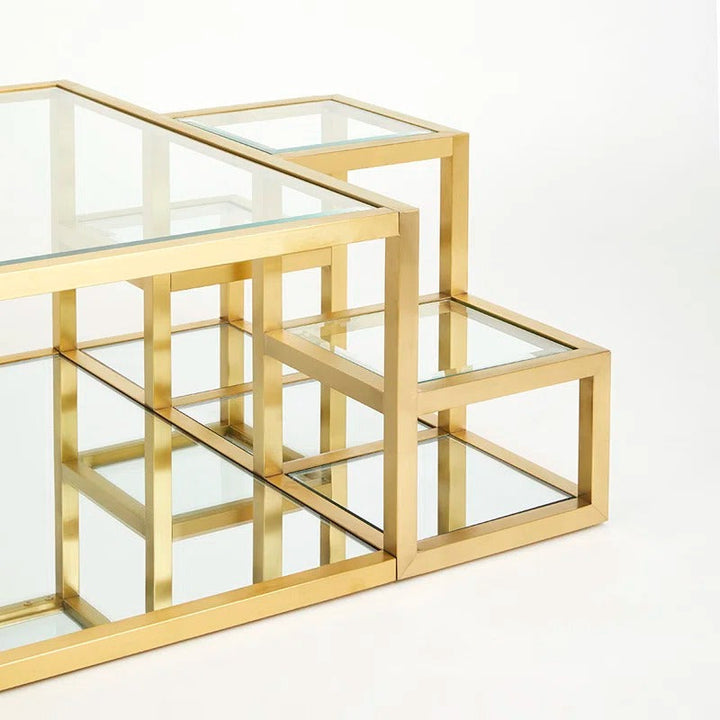 Ruchi Stainless Steel Coffee Table with Glass Top for Living Room
