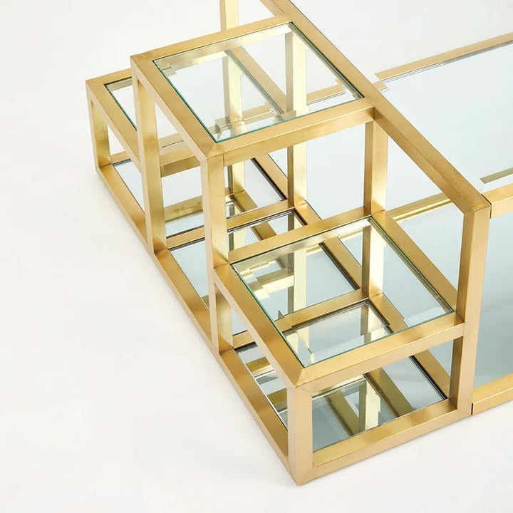 Ruchi Stainless Steel Coffee Table with Glass Top for Living Room