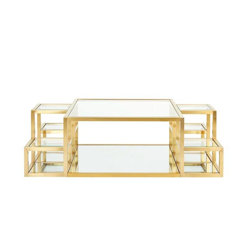 Ruchi Stainless Steel Coffee Table with Glass Top for Living Room