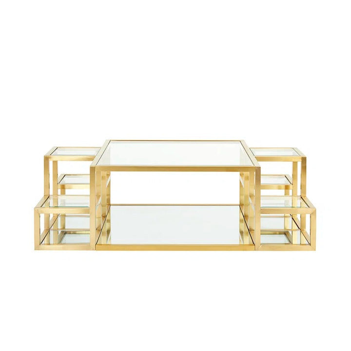 Ruchi Stainless Steel Coffee Table with Glass Top for Living Room