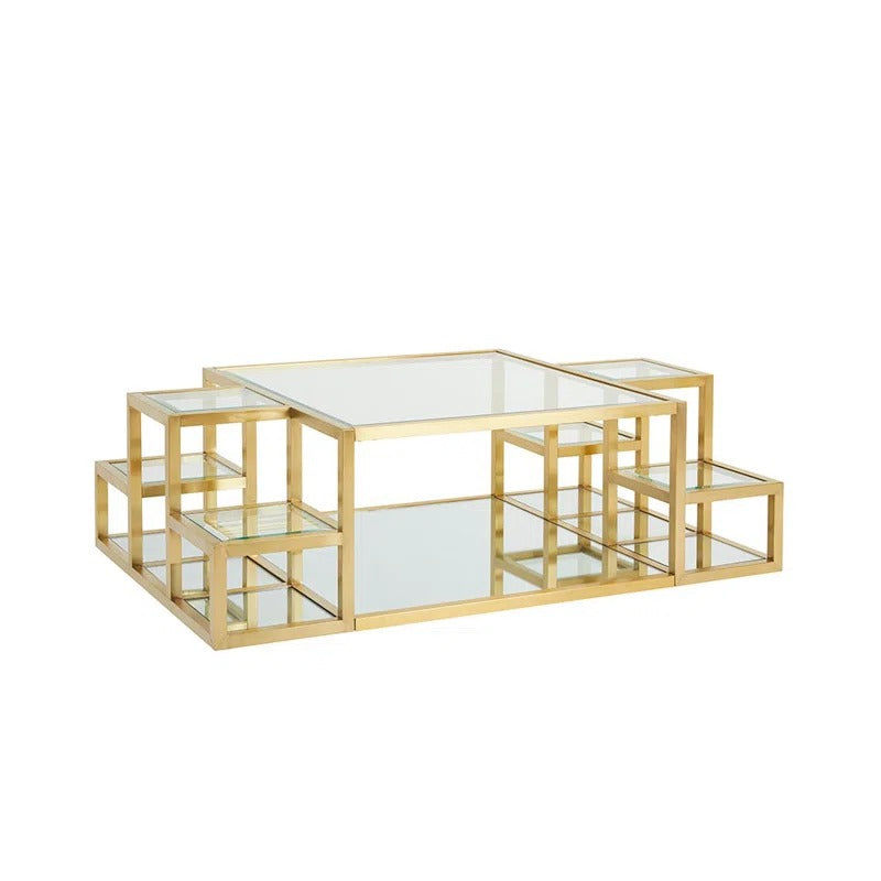 Ruchi Stainless Steel Coffee Table with Glass Top for Living Room