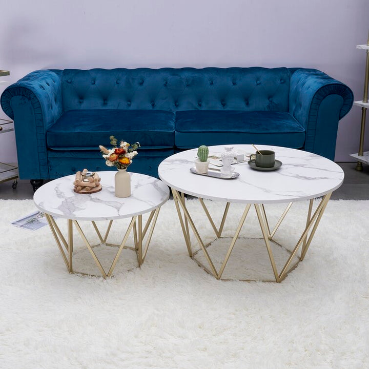 Megan Metal And Marble Top Coffee Table