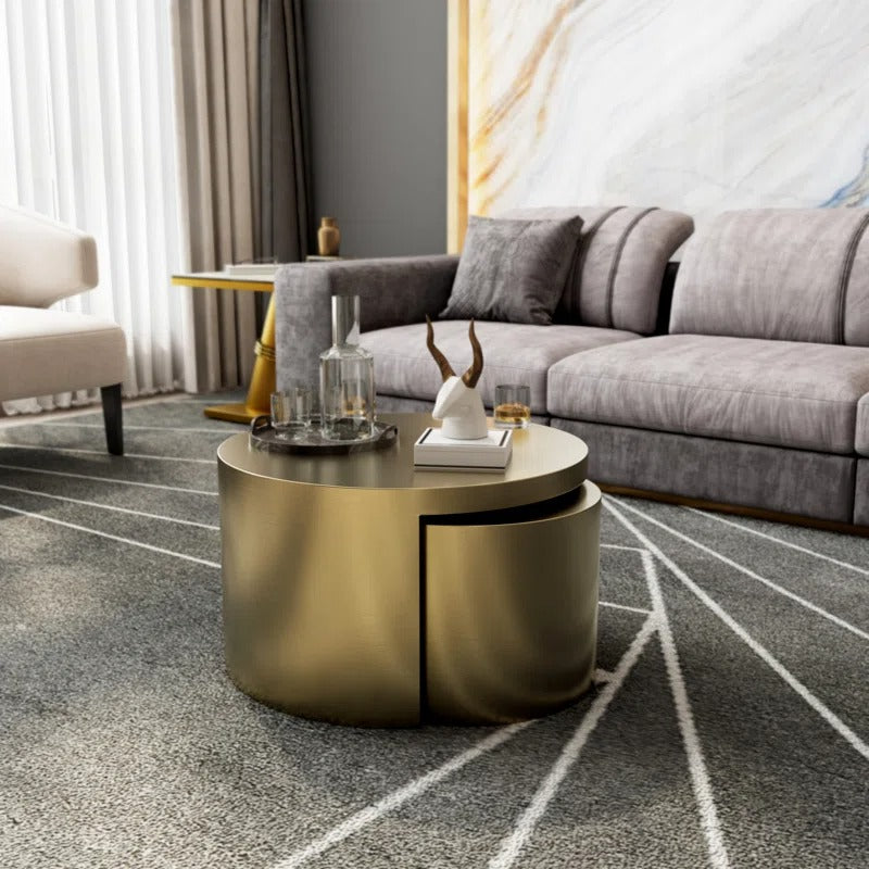 Gauri Stainless Steel Coffee Table Set of 2 for Living Room | Nesting Table