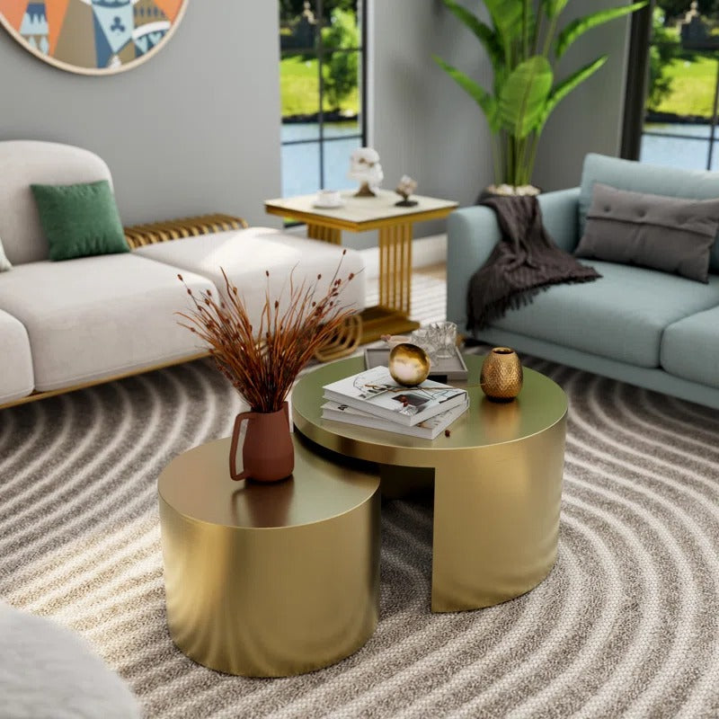 Gauri Stainless Steel Coffee Table Set of 2 for Living Room | Nesting Table