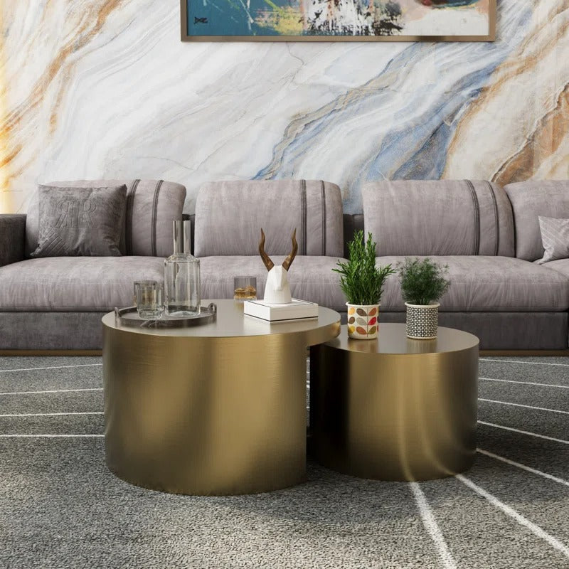 Gauri Stainless Steel Coffee Table Set of 2 for Living Room | Nesting Table