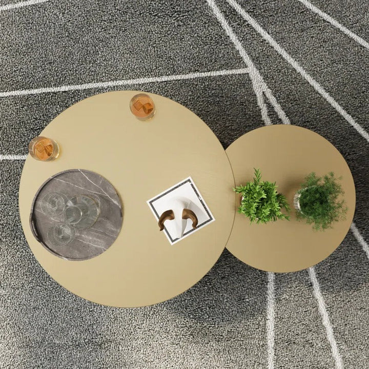 Gauri Stainless Steel Coffee Table Set of 2 for Living Room | Nesting Table
