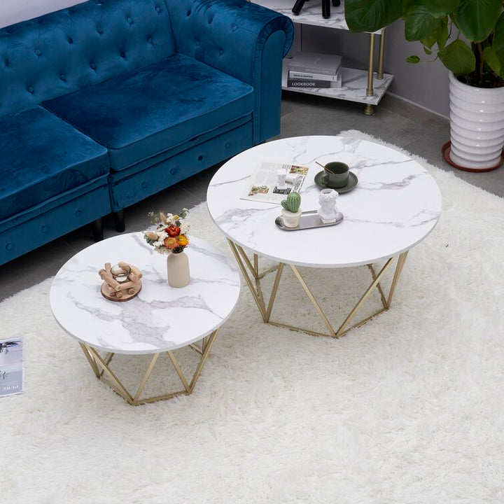 Megan Metal And Marble Top Coffee Table