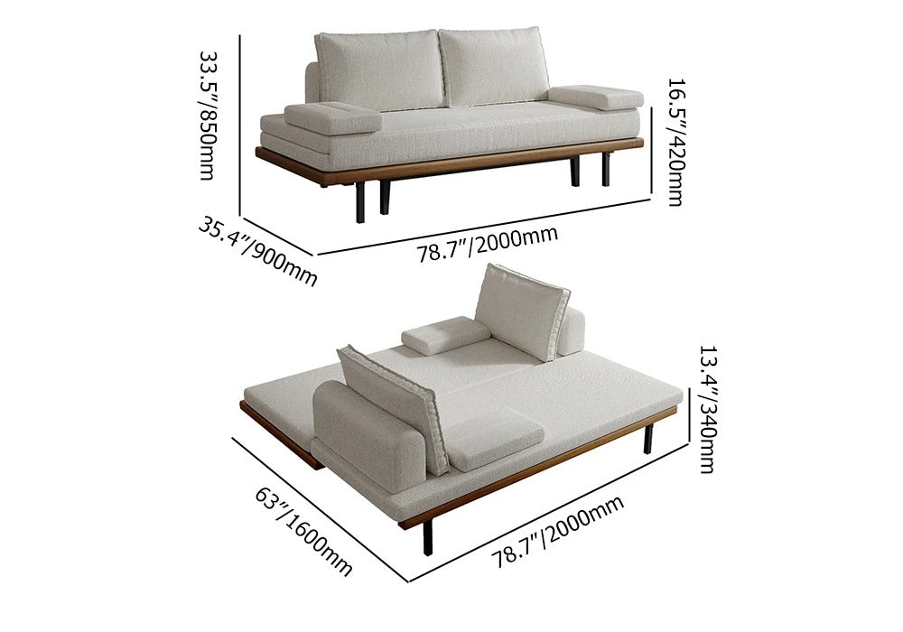 Naysa Solid Wood Sofa Come Bed for Living Room