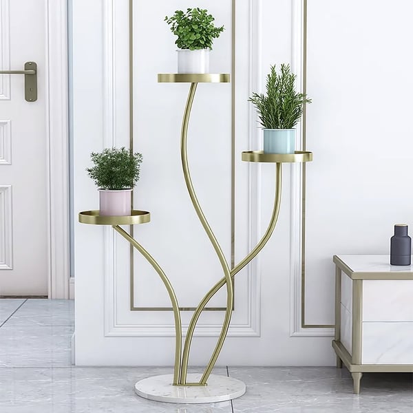 Aurora Modern Metal Plant Stand Indoor 3 Tier In Gold Color Stands