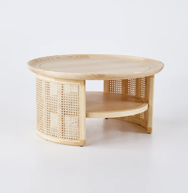 Maria Cane And Solid Wood Coffee Table