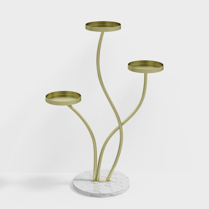 Aurora Modern Metal Plant Stand Indoor 3 Tier In Gold Color Stands