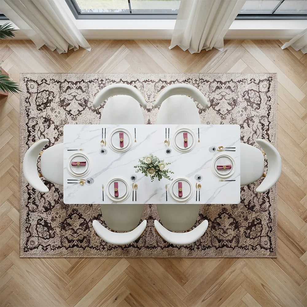 Mikhail 7 Pieces Modern Luxury Dining Table Set for 6
