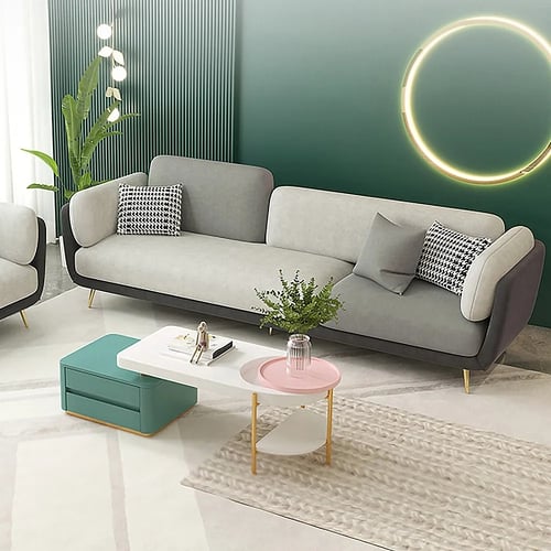 Henry Gray Upholstered Sofa 3 Seater For Living Room