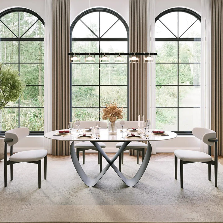 Nikolai 7 Pieces Modern Oval Dining Table Set for 6