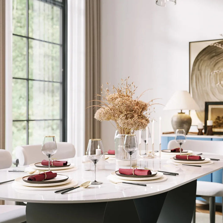 Nikolai 7 Pieces Modern Oval Dining Table Set for 6
