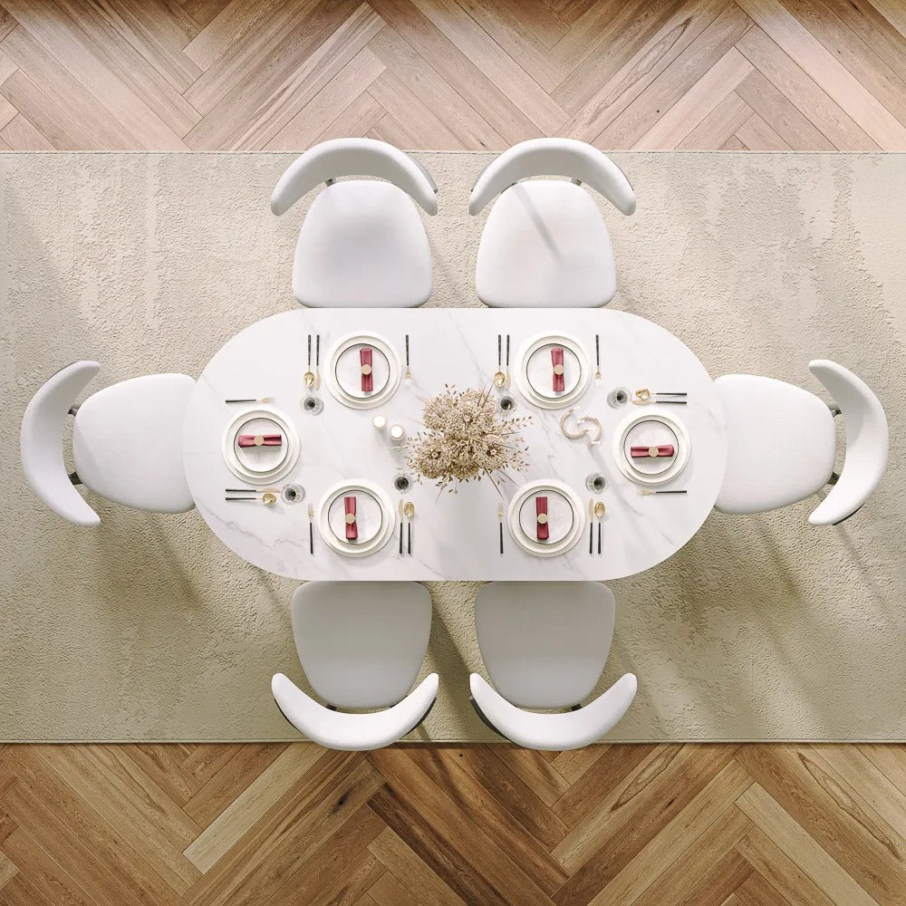 Nikolai 7 Pieces Modern Oval Dining Table Set for 6