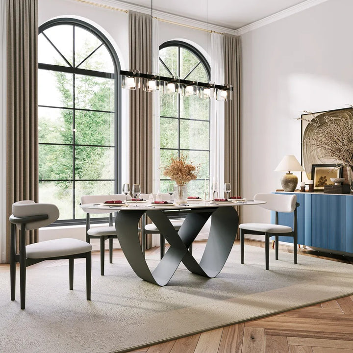 Nikolai 7 Pieces Modern Oval Dining Table Set for 6