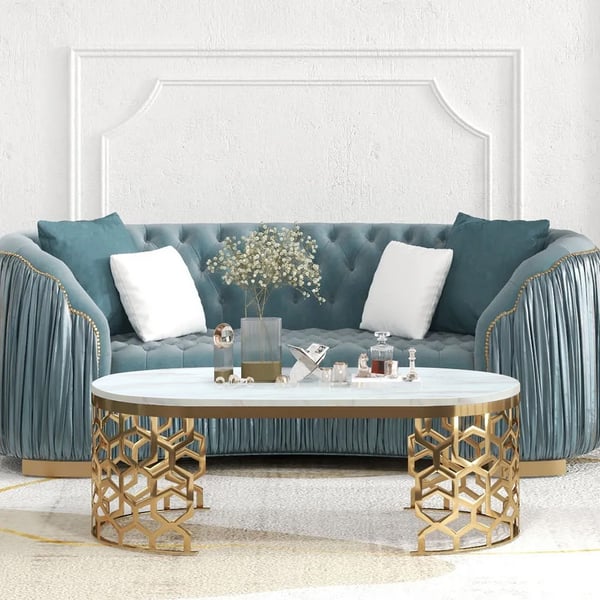 Daniel Stainless Steel With Pvd Coated And Marble Top Coffee Table