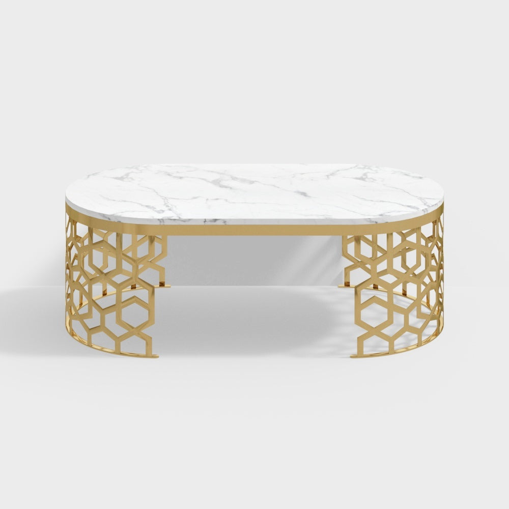 Daniel Stainless Steel With Pvd Coated And Marble Top Coffee Table