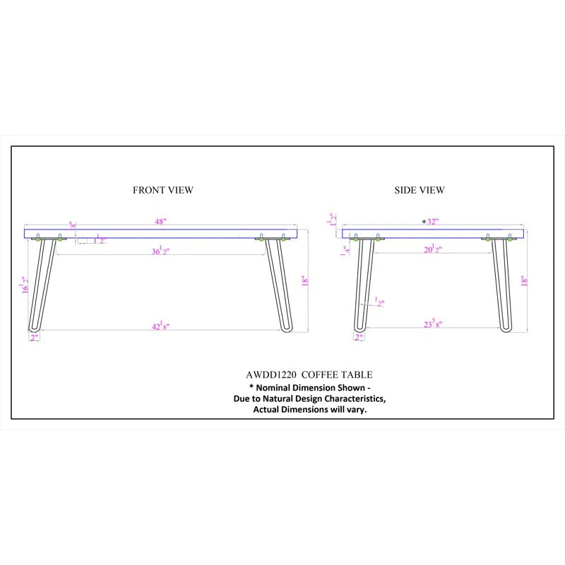Ishita Solid Wood and Metal Coffee Table for Living Room