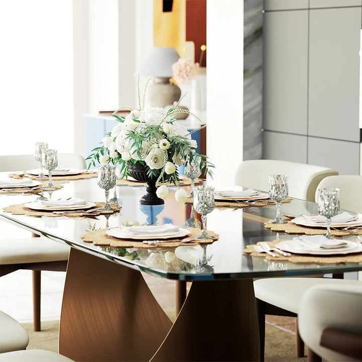 Muskaan 7 Pieces Modern Glass Dining Table Set for 6
