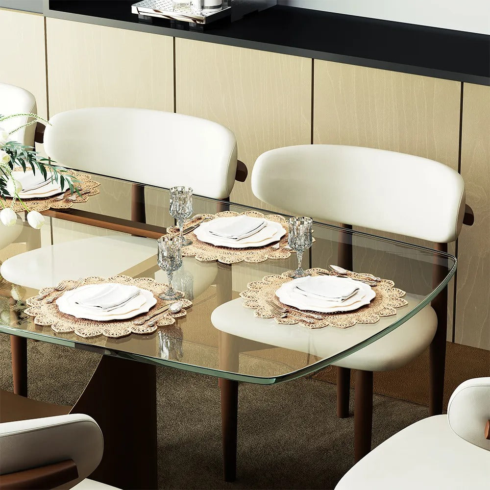 Muskaan 7 Pieces Modern Glass Dining Table Set for 6