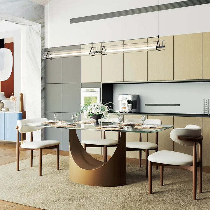 Muskaan 7 Pieces Modern Glass Dining Table Set for 6