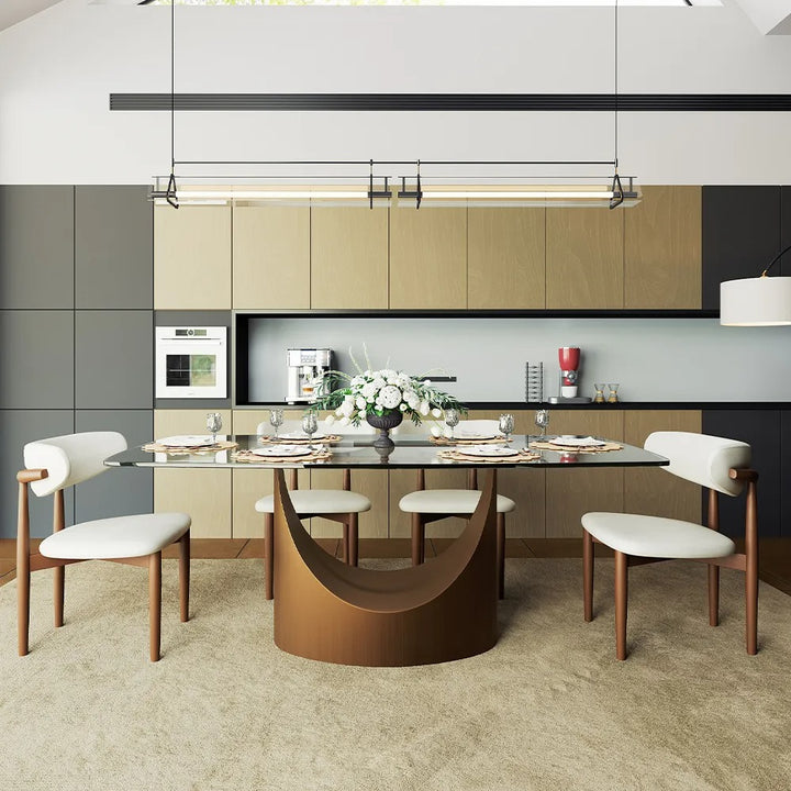 Muskaan 7 Pieces Modern Glass Dining Table Set for 6