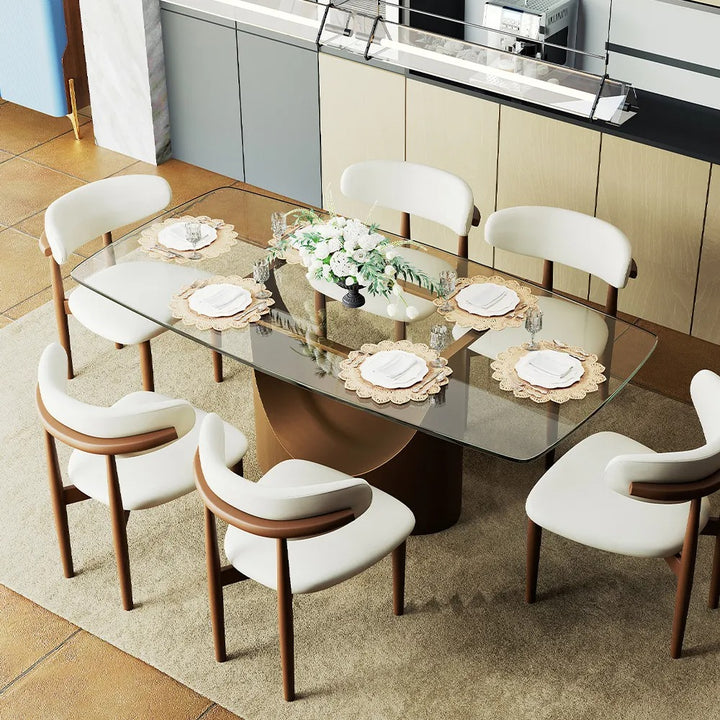 Muskaan 7 Pieces Modern Glass Dining Table Set for 6