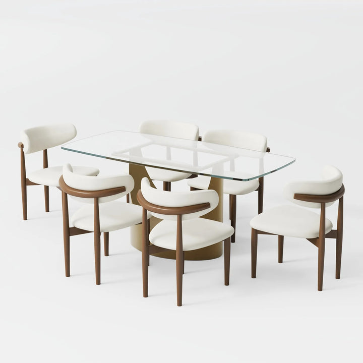 Muskaan 7 Pieces Modern Glass Dining Table Set for 6