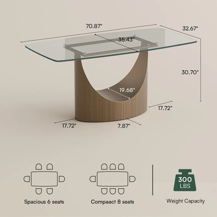 Muskaan 7 Pieces Modern Glass Dining Table Set for 6