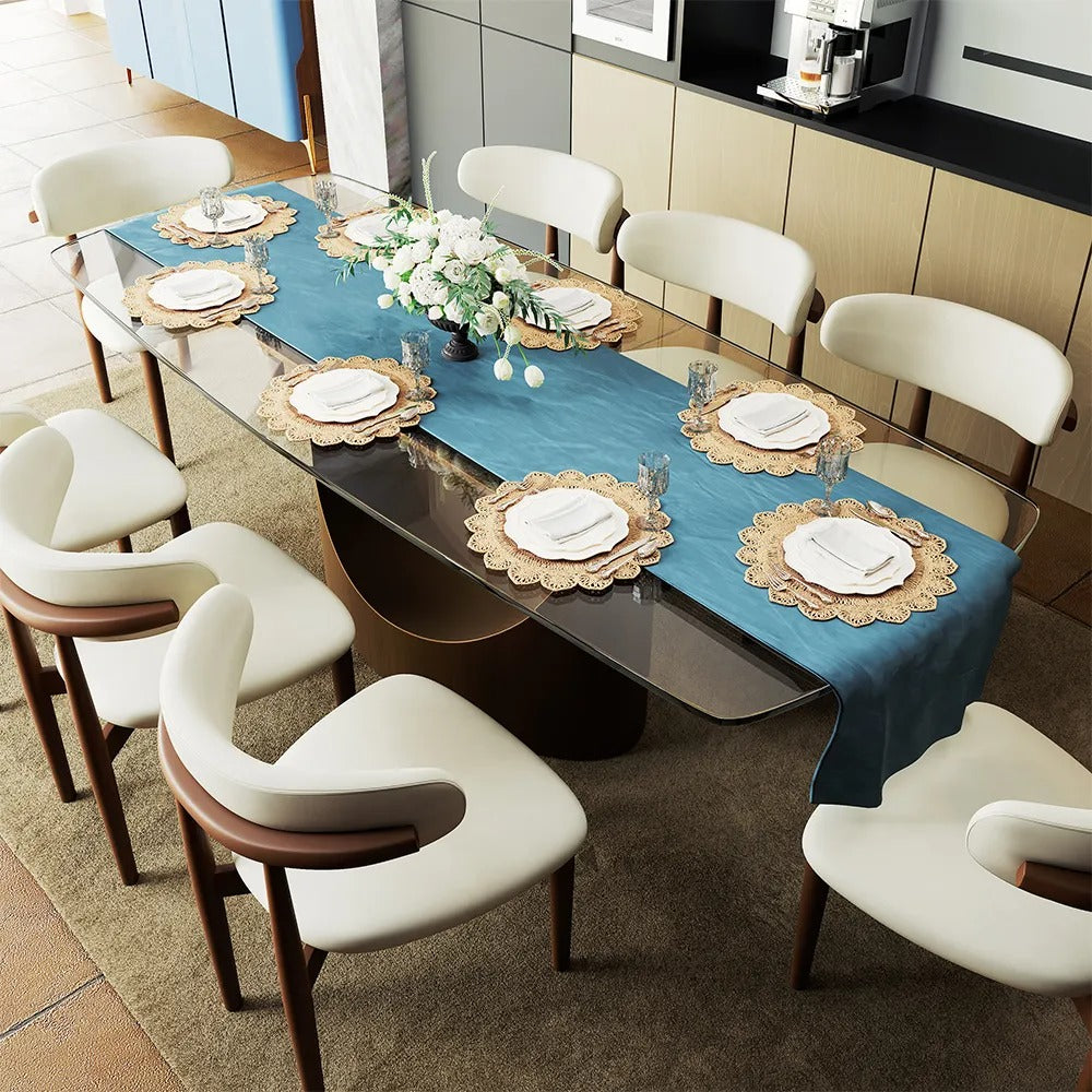 Muskaan 7 Pieces Modern Glass Dining Table Set for 6