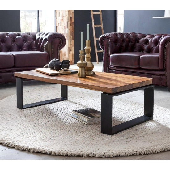 Radha Coffee Table with Metal Legs (Honey Finish)
