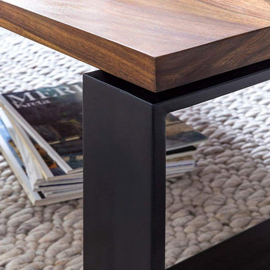 Radha Coffee Table with Metal Legs (Honey Finish)