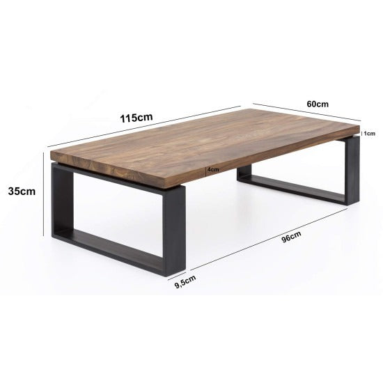 Radha Coffee Table with Metal Legs (Honey Finish)