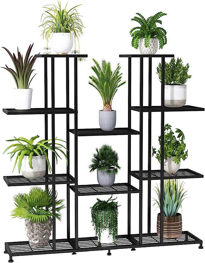 Ishita Metal Black Plant Stand For Balcony