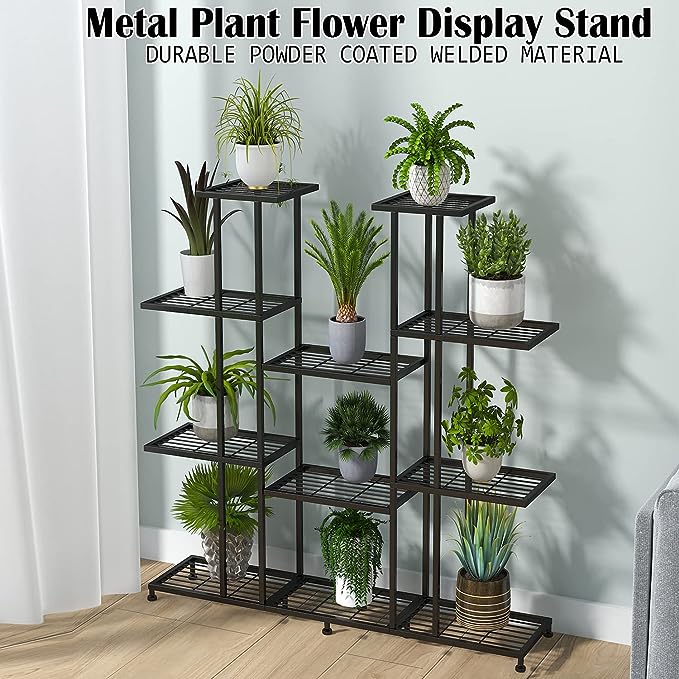 Ishita Metal Black Plant Stand For Balcony