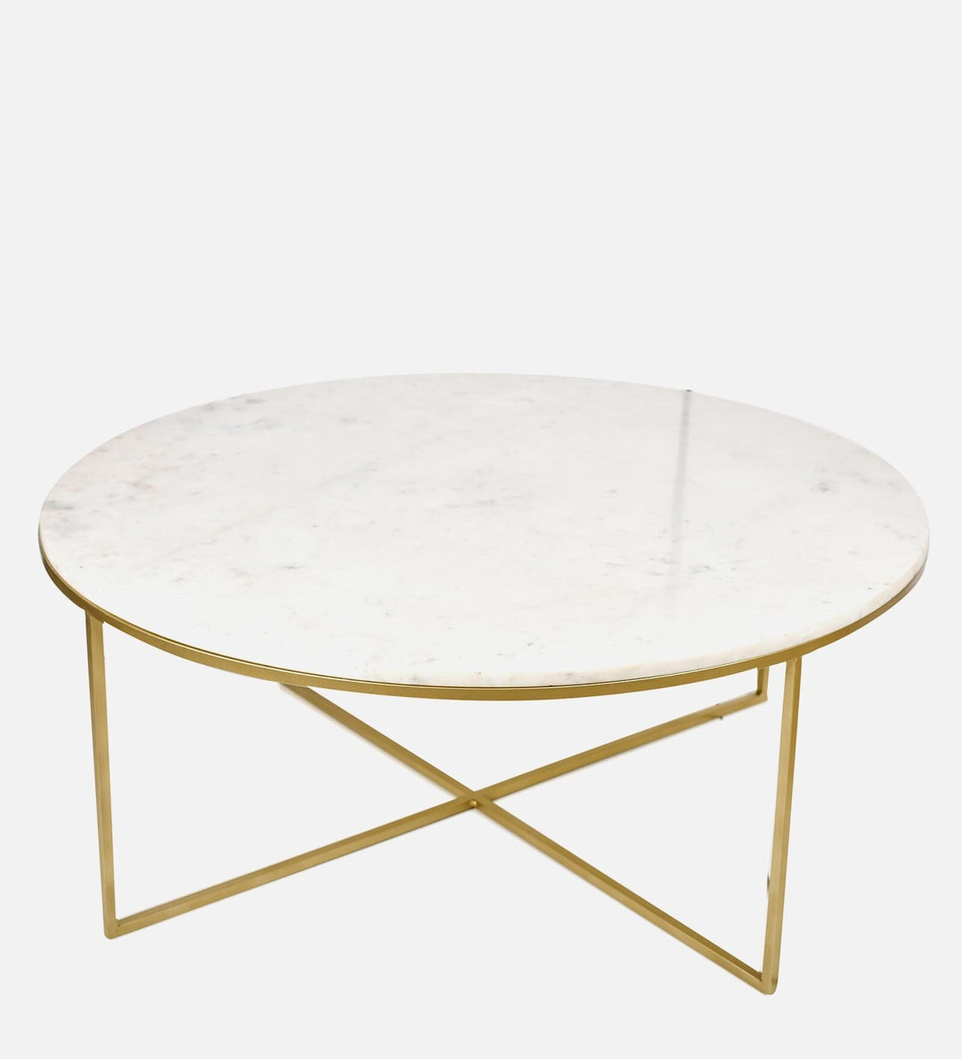 Ashwin Marble Coffee Table In White And Golden Colour