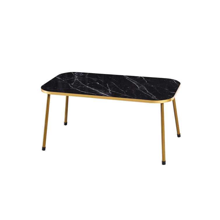 Aarohi Metal And Black Marble Coffee Table Side - Set Of 4